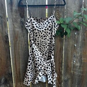 Princess Polly Cheetah Wrap Sundress Size US 8 Bodycon Mini Dress